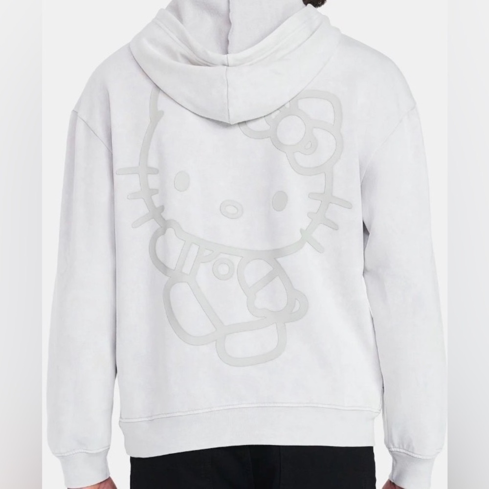 Hello Kitty Embossed Light Gray Hoodie 2XL NWT